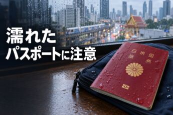 【在タイ日本国大使館から注意喚起】雨で濡れたパスポートは出国できない場合ものサムネイル画像